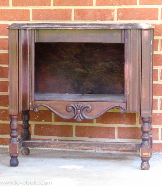 old radio cabinet before painting