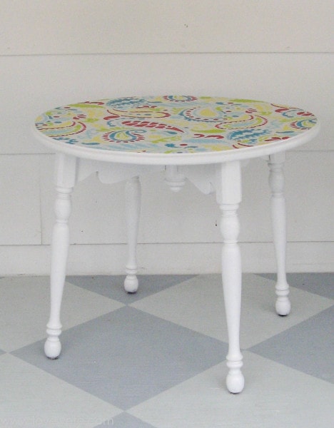 small white table with paisley painted top