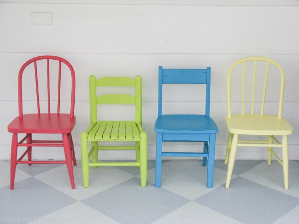 colorful mismatched kid chairs