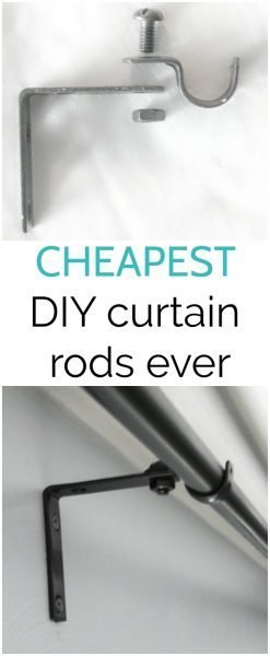 These DIY curtain rods are cheap and easy to make. All you need are a few inexpensive supplies from your local hardware store to make DIY curtain rods and curtain rod brackets. 