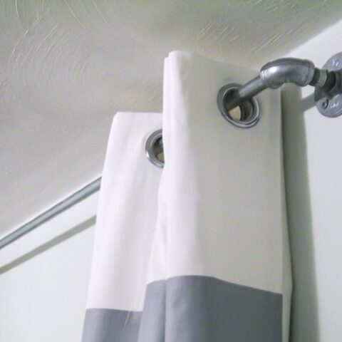 Diy Industrial Curtain Rods Lovely Etc, 90 Degree Shower Curtain Rod