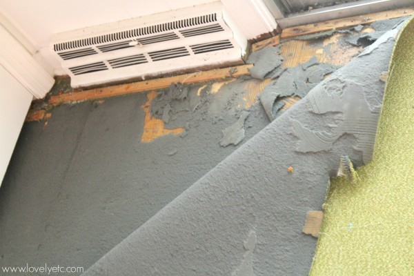 how to remove old glued carpet with black foam backing