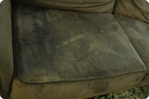 close up of worn out sofa