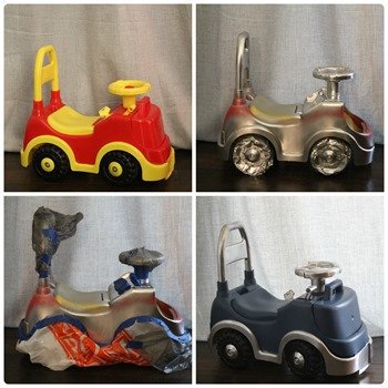 Spray painting a toy car - steps