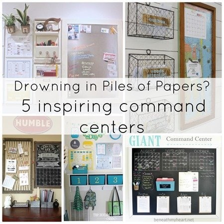 drowning in piles of papers - check out these five inspiring family command centers