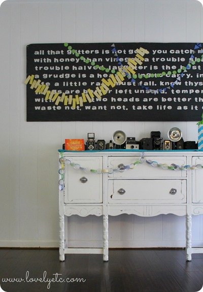 scrapbook paper party decor