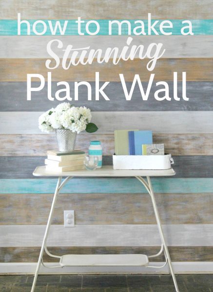 This DIY plank wall is a simple, inexpensive way to add some style to any room in your house. This weathered wood wall is a fresh take on DIY shiplap. Click to find out how to make your own.