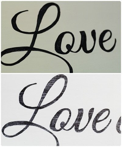 Sharpie writing pre and post sanding