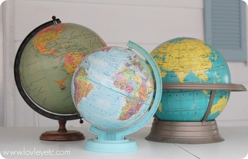 vintage globes from yard sales