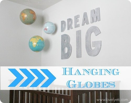 hanging globes in the nursery