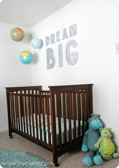 hanging globes over crib