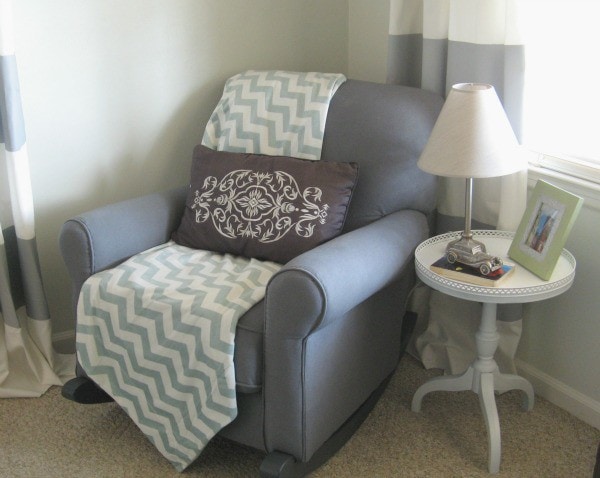 reupholstered nursery glider