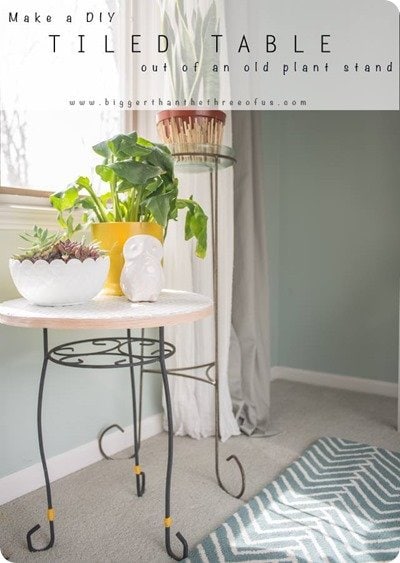 DIY tiled table from planter