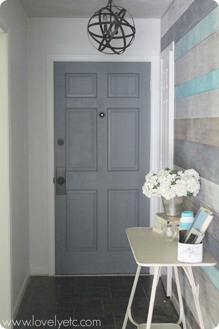 front door makeover - charcoal paint and oil rubbed bronze hardware