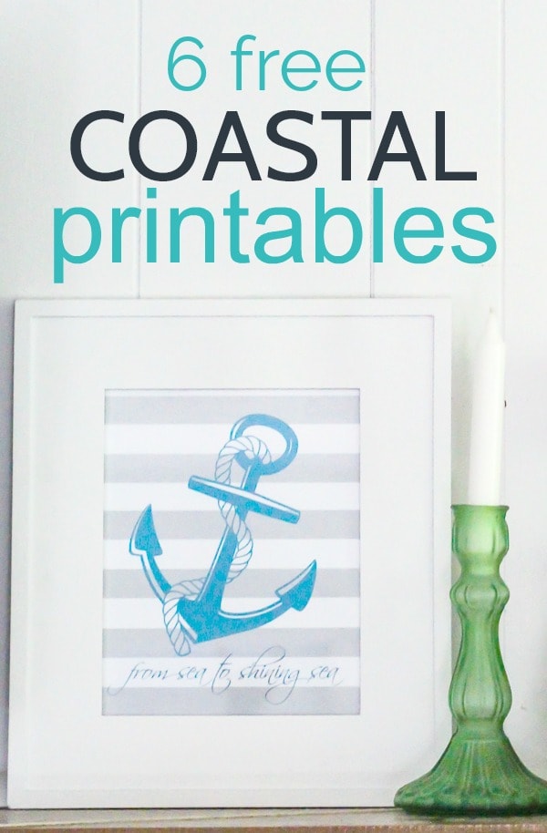Coastal free printables. 6 different designs of free anchor printables with beautiful coastal blues, grays, and greens From sea to shining sea patriotic printables perfect for Memorial Day or the fourth of July.
