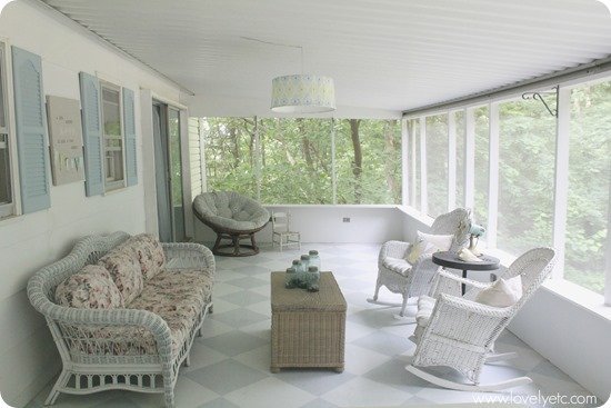 Hanging light on screened porch