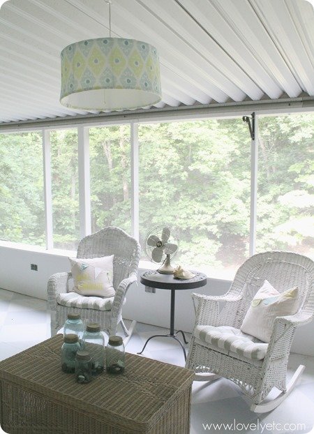 You can make a simple, inexpensive hanging pendant for any room in your house with a few cheap supplies. Need it for an outdoor space - just use outdoor fabric!