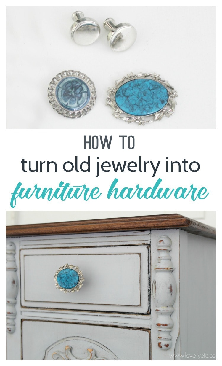 how-to-turn-old-jewelry-into-furniture-hardware pin collage with text