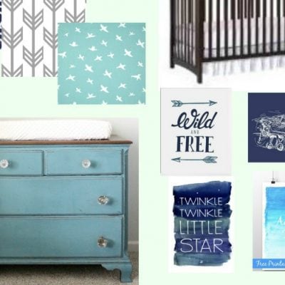 Navy, Aqua, and Gray Nursery Plan