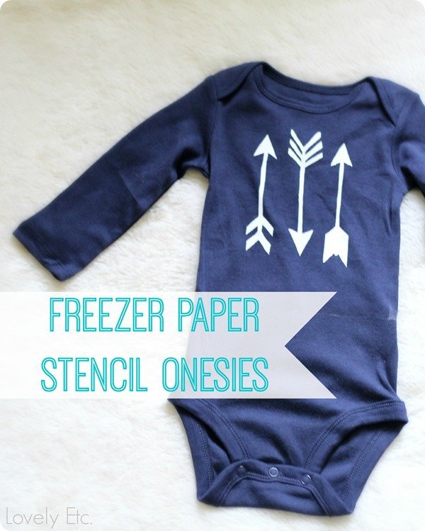 freezer paper stenciled onesies