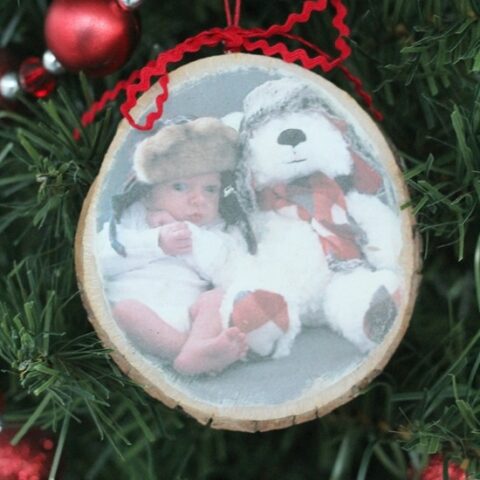 wood slice photo ornament