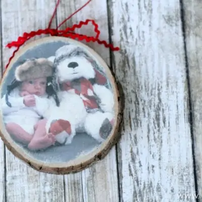 Photo Transfer Wood Slice Christmas Ornament