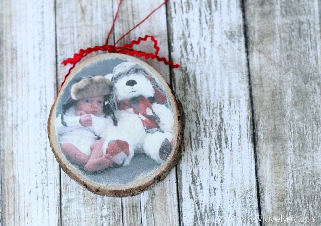 photo transfer wood slice ornament lovely etc diy painted glass christmas ornaments