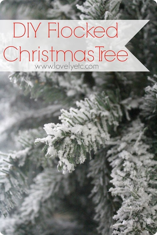 You can turn any Christmas tree into a gorgeous snowy flocked Christmas tree. Easy to follow instructions on how to flock a Christmas tree. close up of artifical Christmas tree flocked with real flocking powder