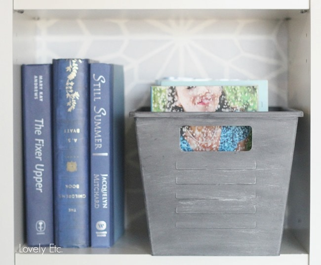 locker bin on bookcase