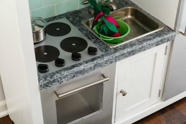 Details of a DIY Play Kitchen