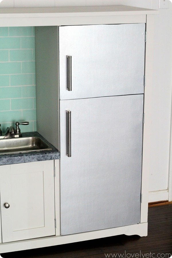 play kitchen with stainless steel fridge