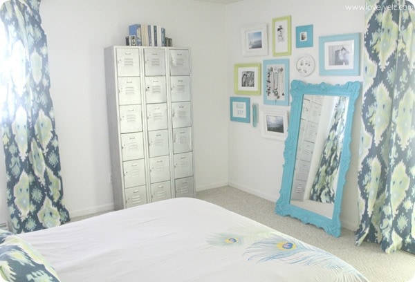 Metal lockers and colorful gallery wall