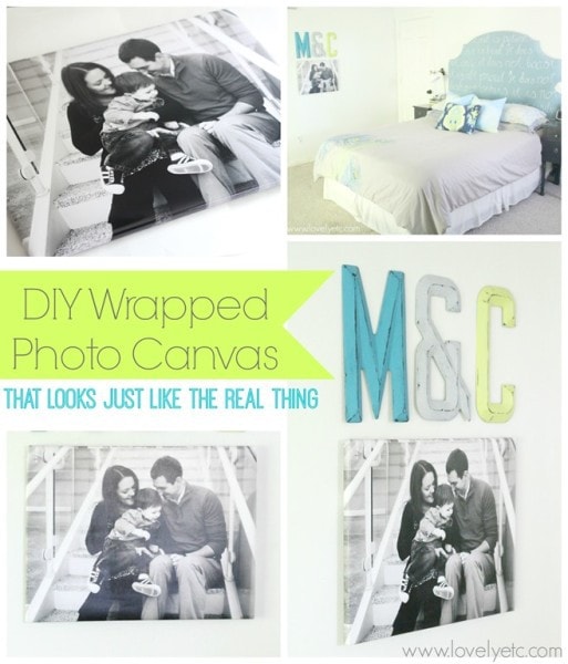 Full tutorial for making a DIY gallery wrapped photo canvas - looks just like the ones you buy but so much cheaper diy wrapped photo canvas