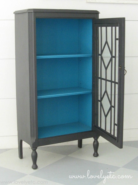 charcoal and turquoise cabinet