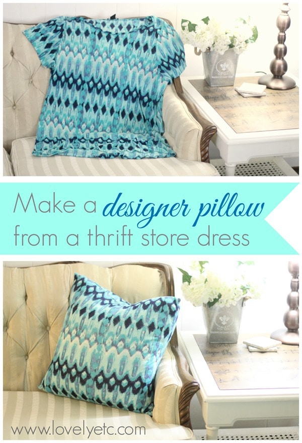 make a designer pillow from a thrift store dress