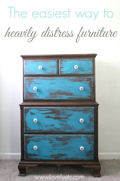 The easiest way to heavily distress furniture Lovely Etc.