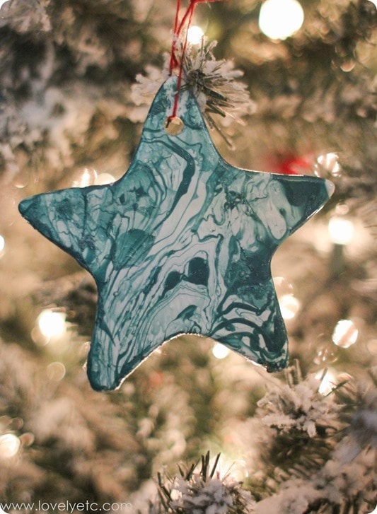 DIY marbled star ornament.