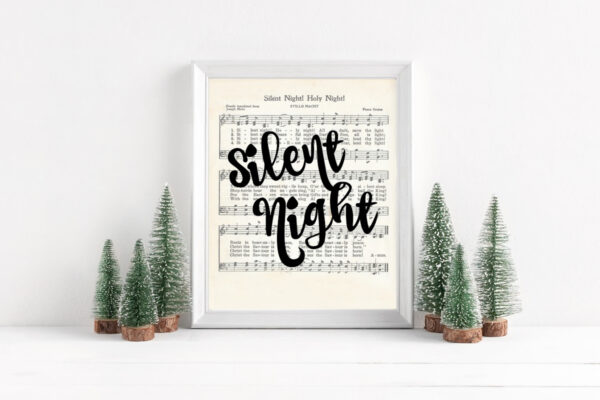 Silent night printable art framed.