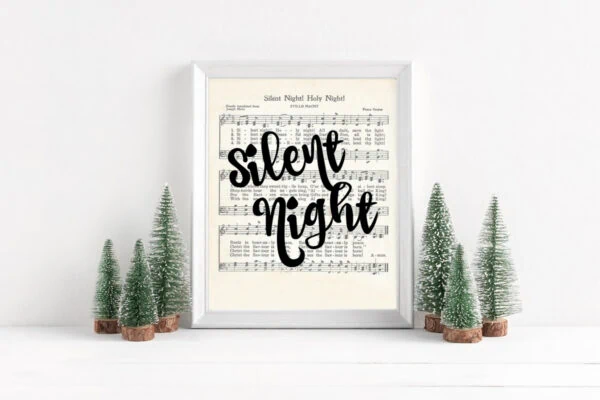 Silent night printable art framed.