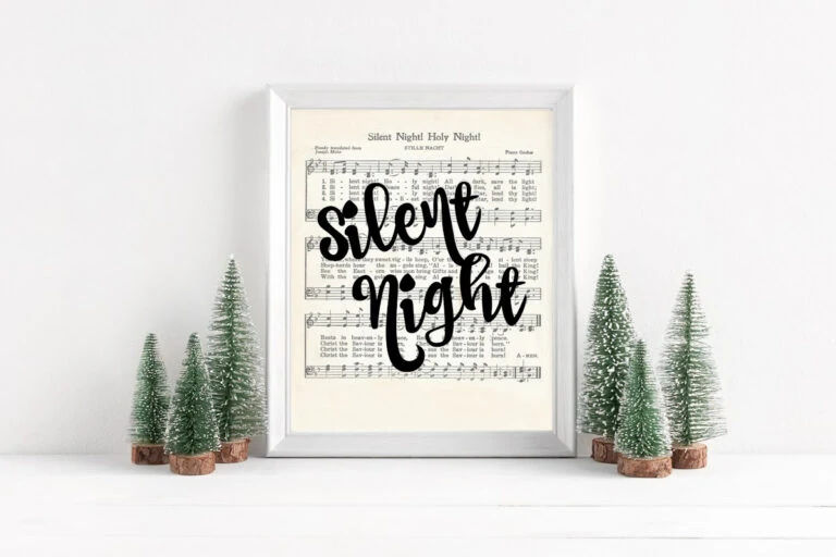 Silent night printable art framed.