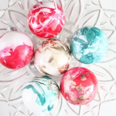 The Secret to Making Gorgeous Marbled Ornaments