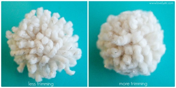 less and more trimming yarn pom poms