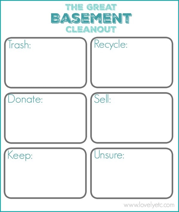 the great basement cleanout plan worksheet