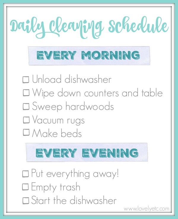 daily cleaning routine printable
