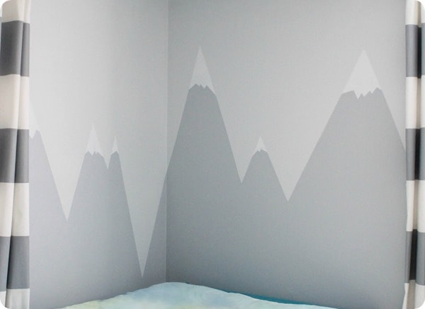 mountain mural with snowy peaks