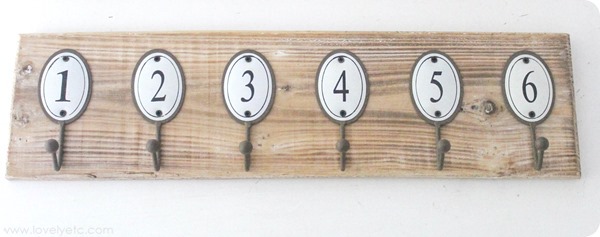 towel hook with enamel numbers