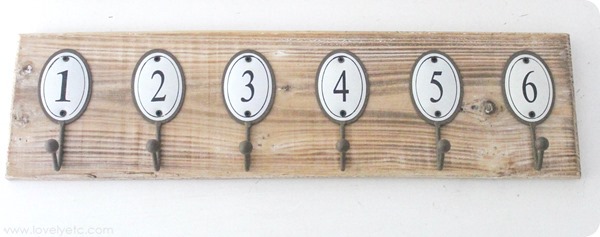 towel hook with enamel numbers