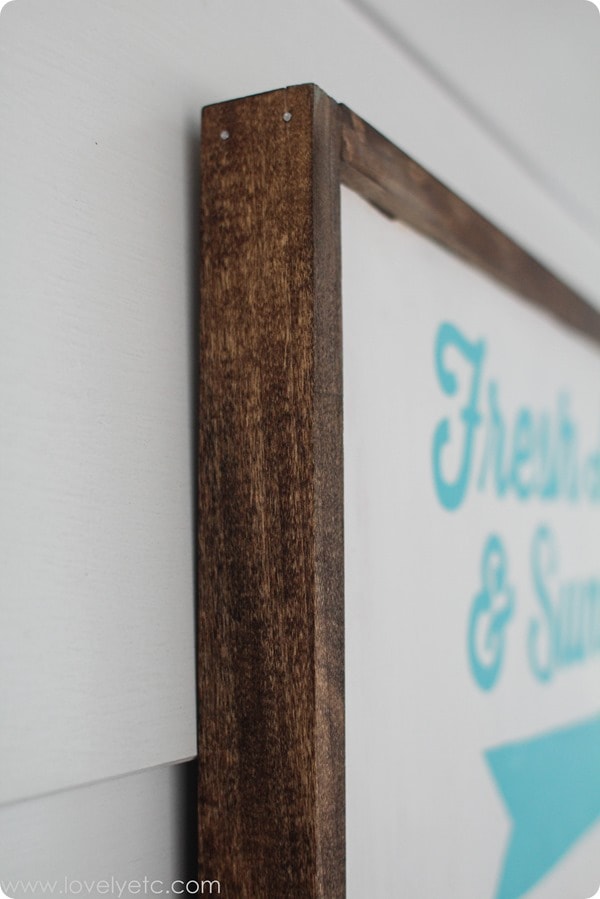 framing wood sign using finishing nails