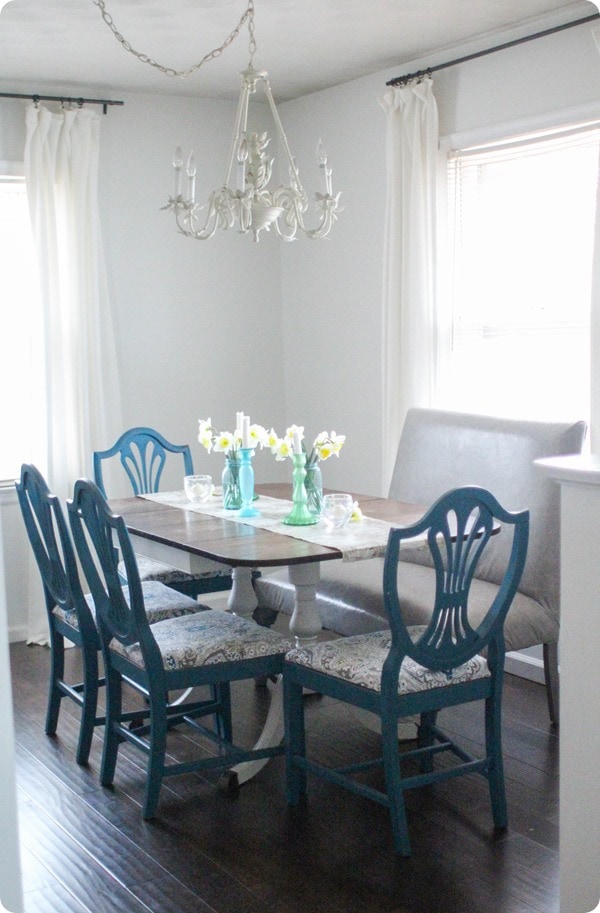 dining room table with cheap table runner