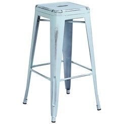 distressed blue bar stool